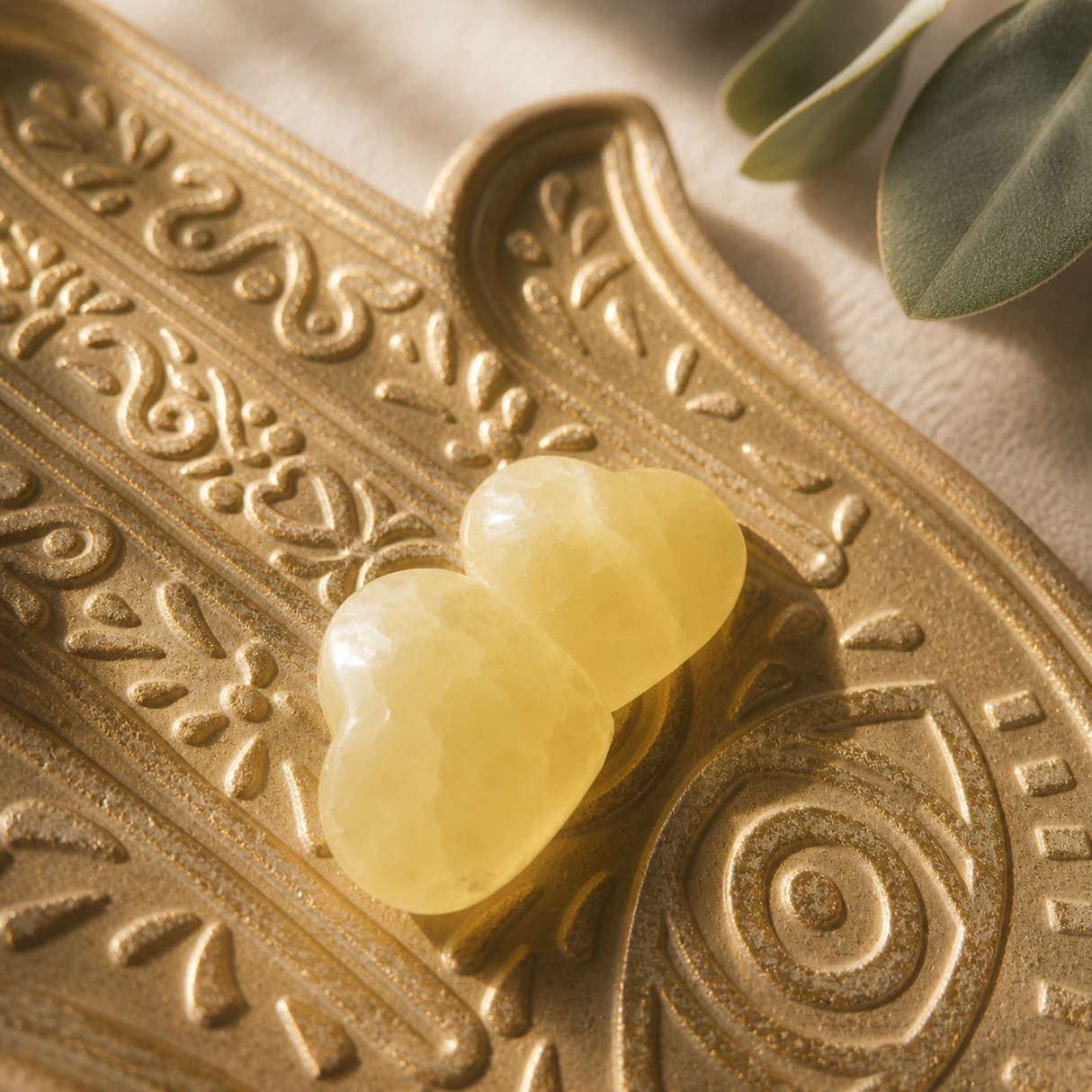Yellow Calcite Crystal Heart