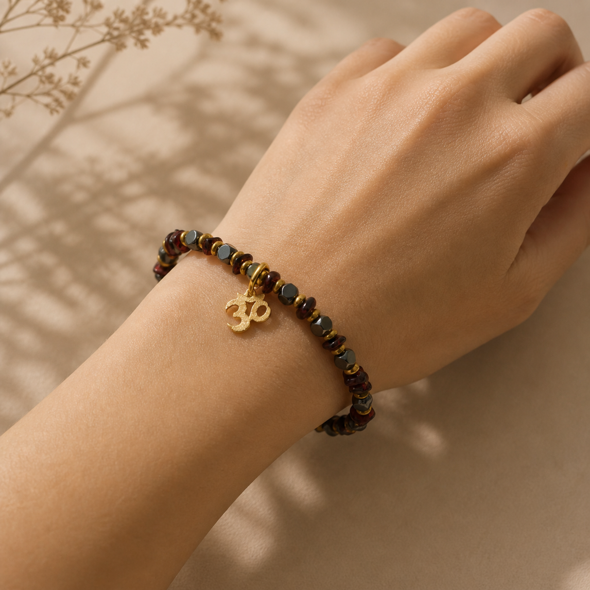 Faceted Garnet/Hematite Bracelet