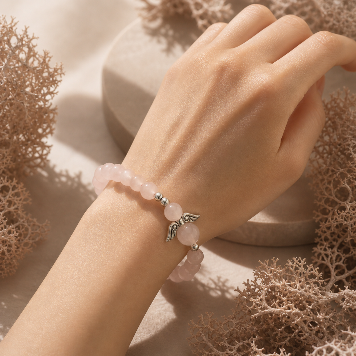 Rose Quartz Angel Bracelet
