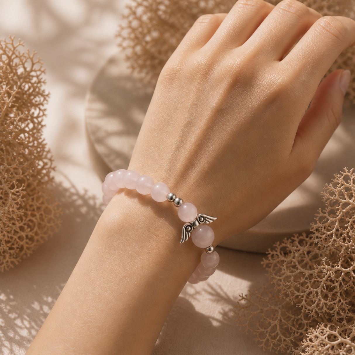 Rose Quartz Angel Bracelet