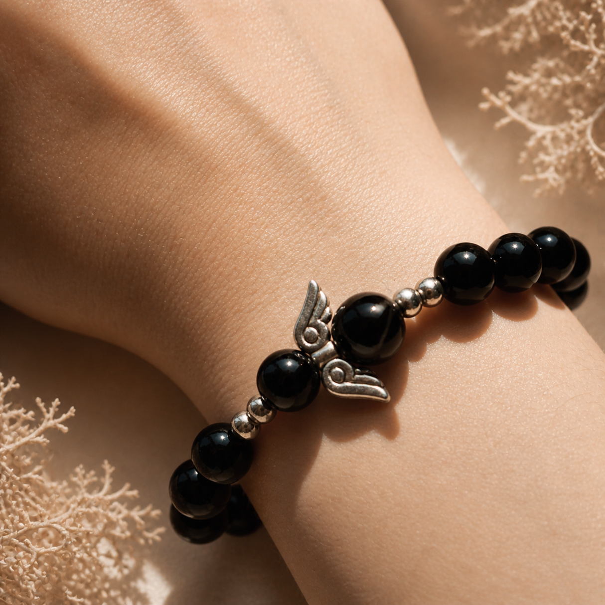 Black Tourmaline Angel Bracelet