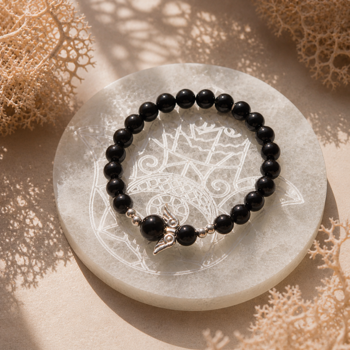 Black Tourmaline Angel Bracelet