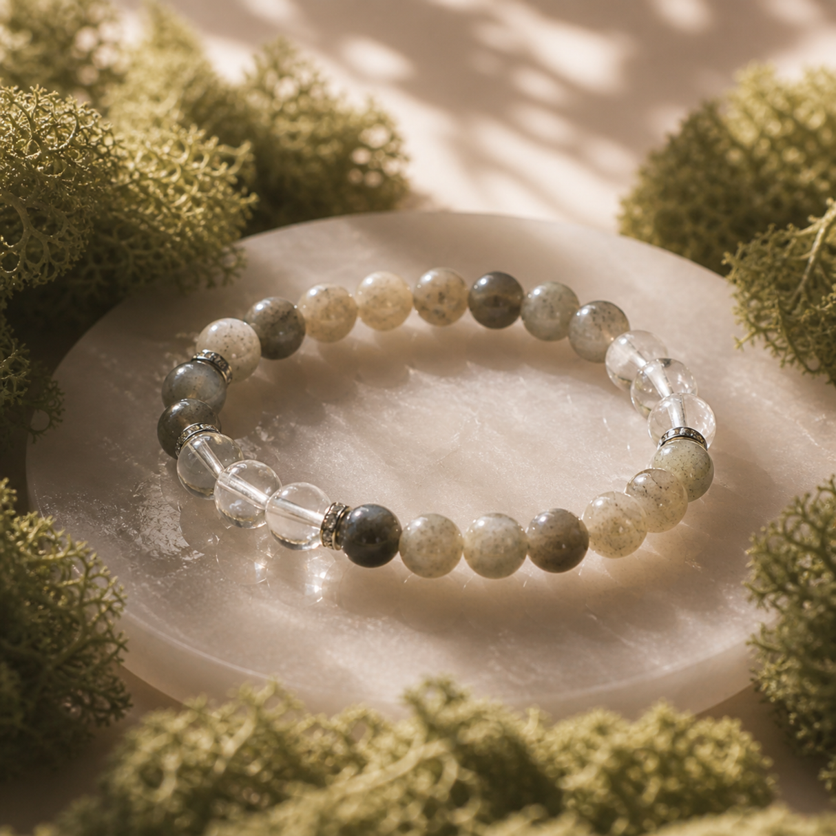Labradorite and Rock Crystal Bracelet
