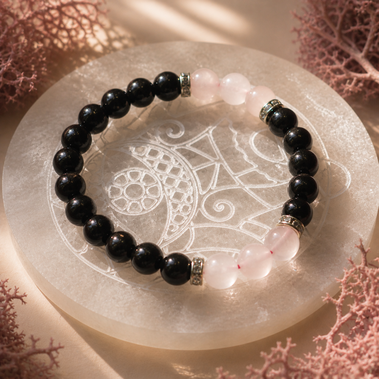 Garnet and Rose Quartz Bracelet