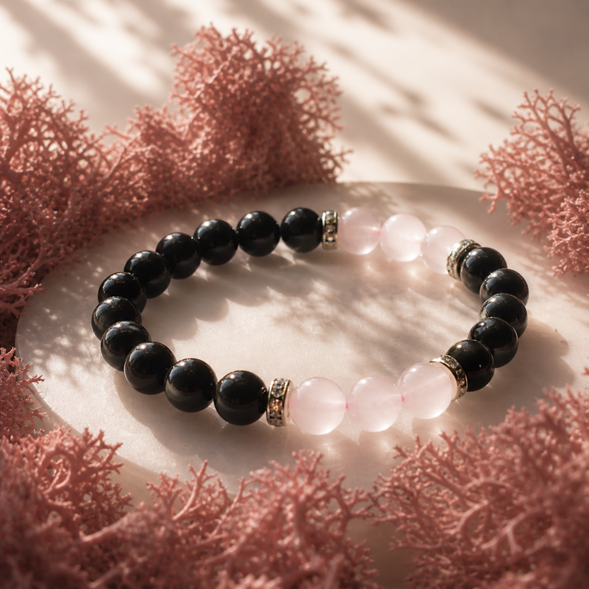 Garnet and Rose Quartz Bracelet