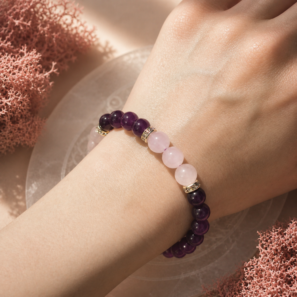 Amethyst and Rose Quartz Bracelet