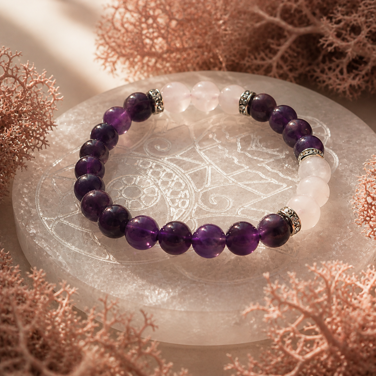 Amethyst and Rose Quartz Bracelet