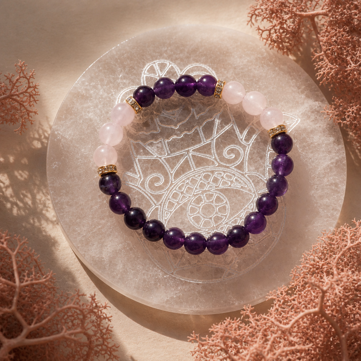 Amethyst and Rose Quartz Bracelet