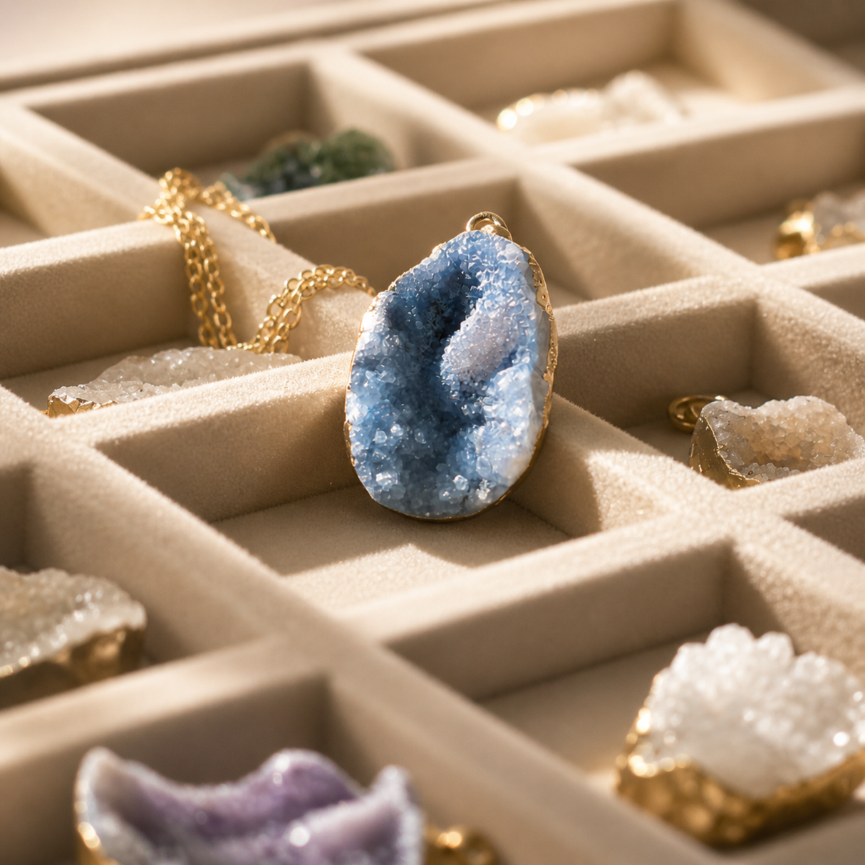 Extraordinary Angel Aura Drusy Quartz Crystal Necklace
