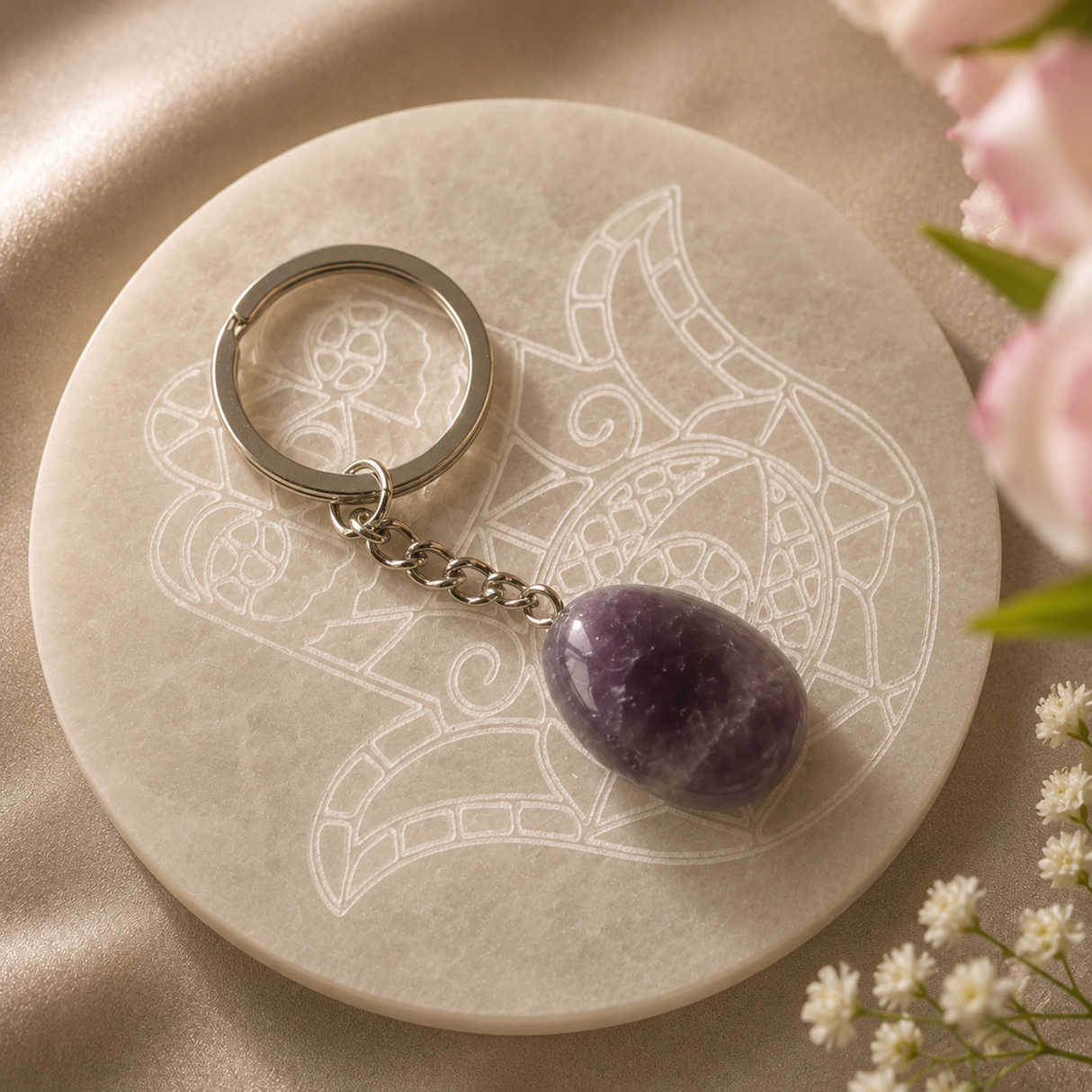 Amethyst Drop Keyring
