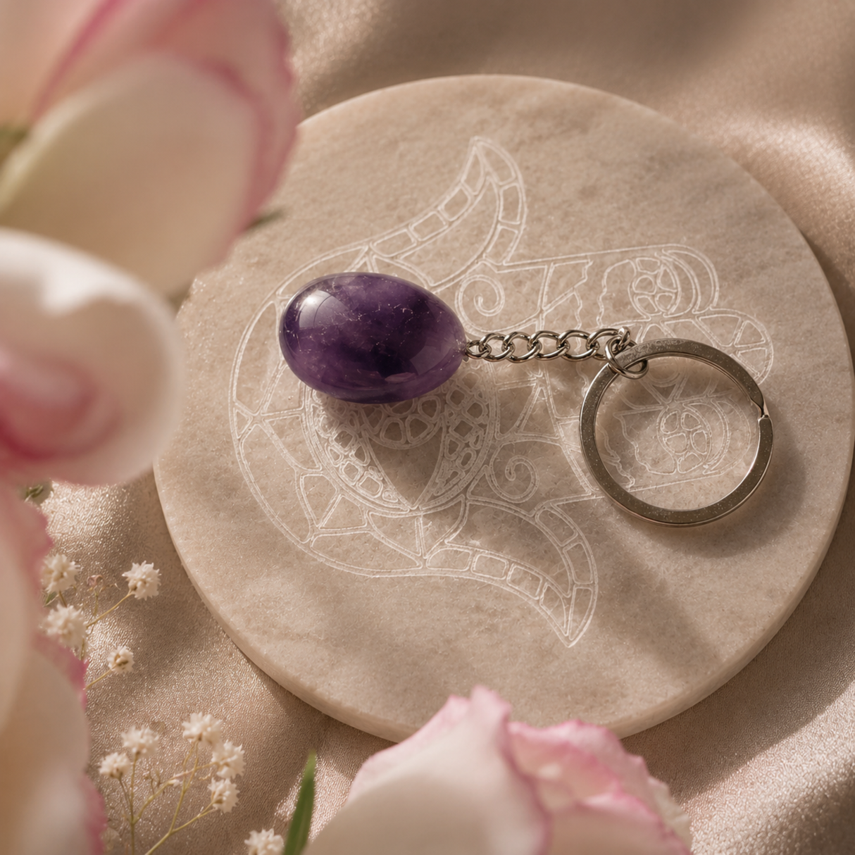 Amethyst Drop Keyring