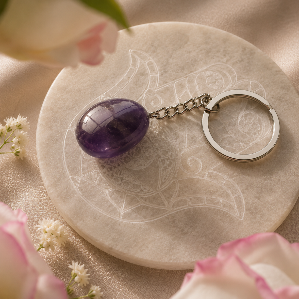 Amethyst Drop Keyring