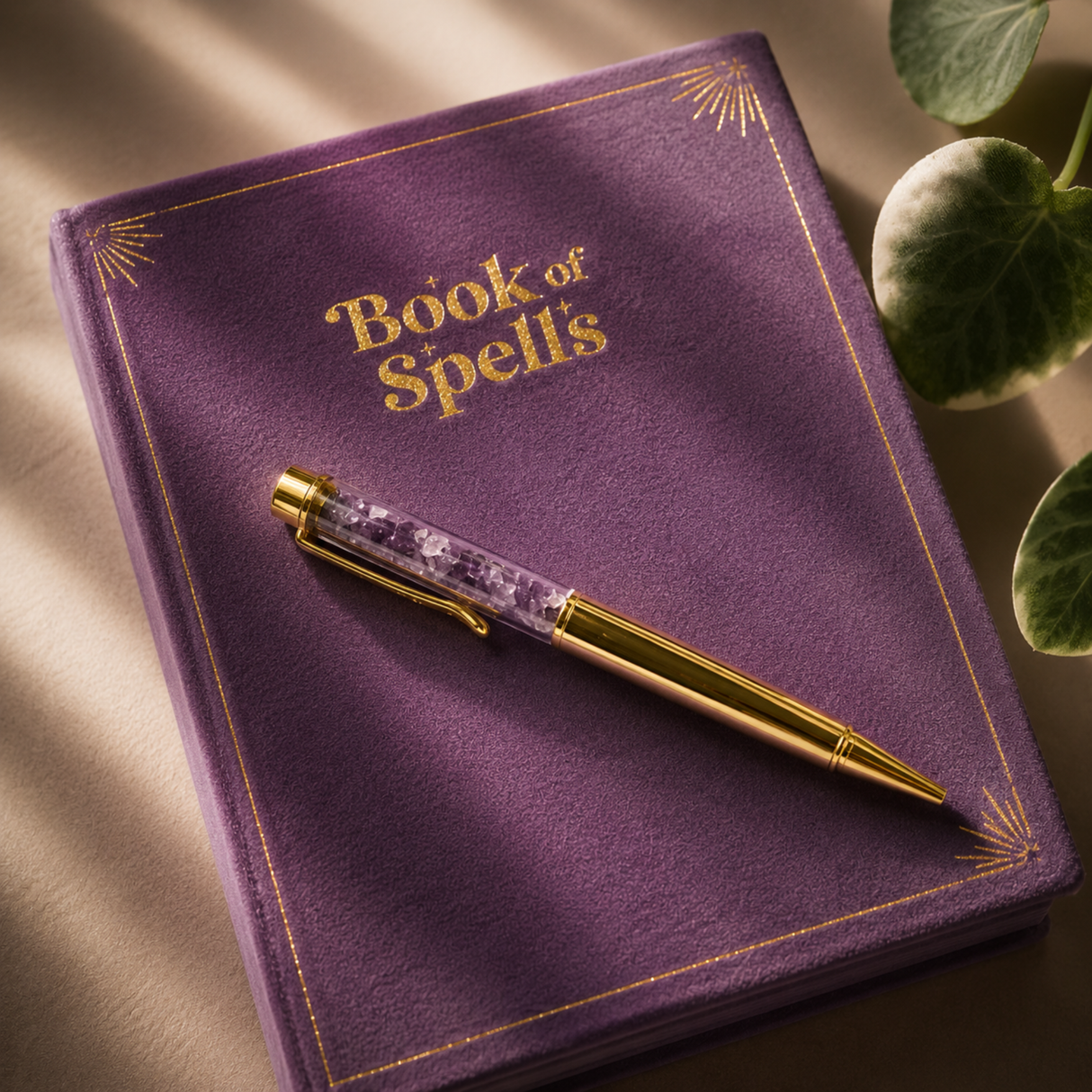 Book of Spells Journal with Amethyst Crystal Pen