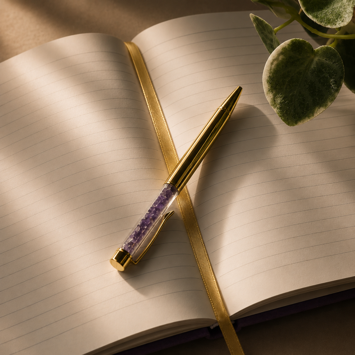 Book of Spells Journal with Amethyst Crystal Pen