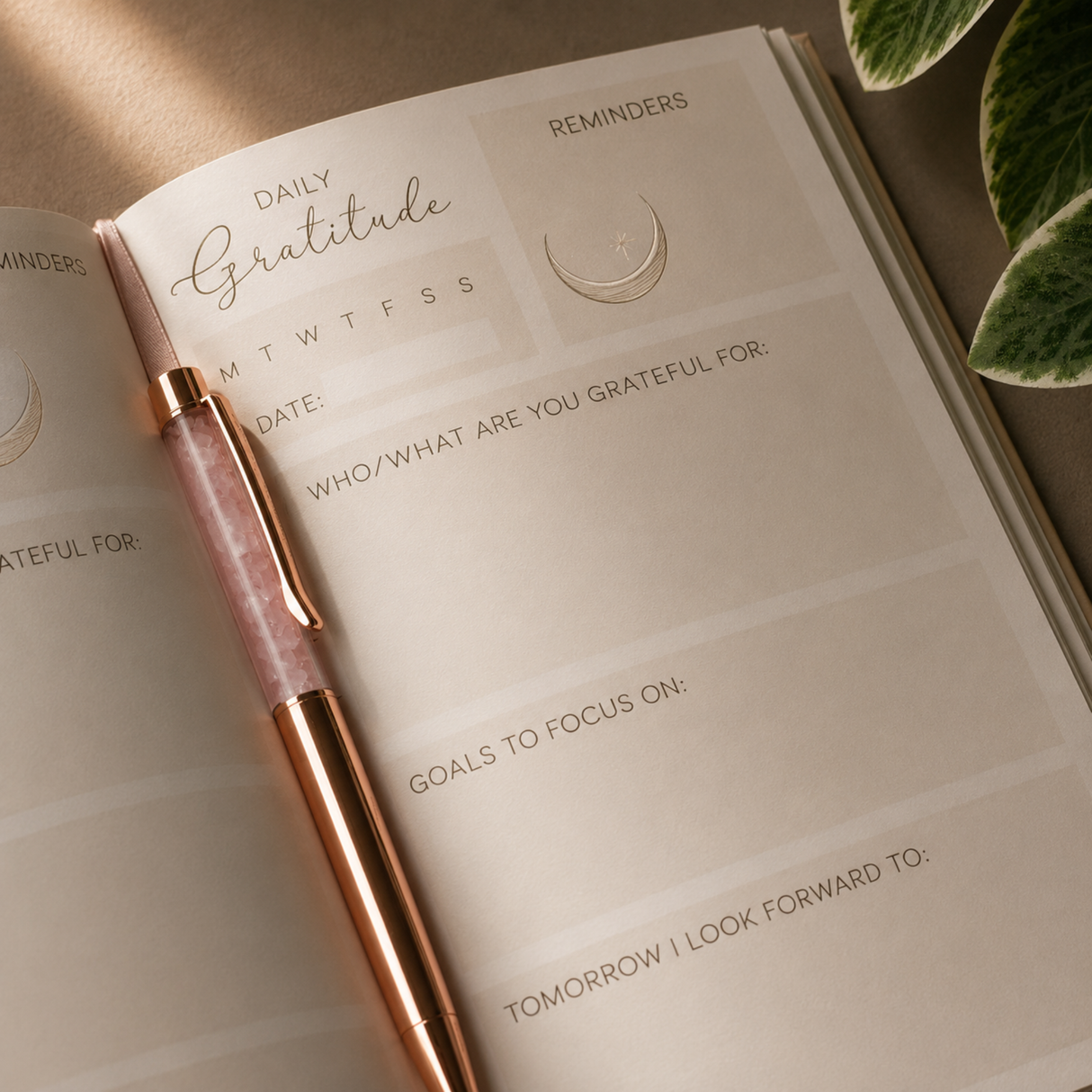 Gratitude Journal with Rose Quartz Pen
