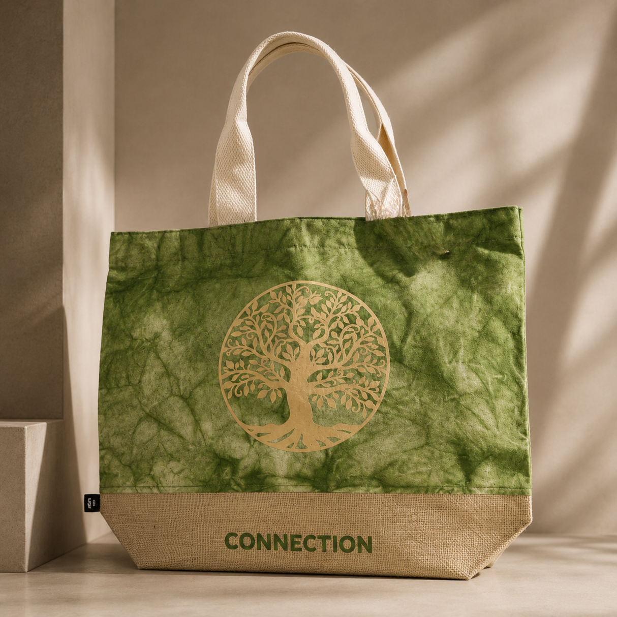 All Natural Bag - Green Stonewash - Tree of Life - Connection