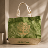 All Natural Bag - Green Stonewash - Tree of Life - Connection