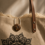Natural Tote Bag Leather Handle - Mandala