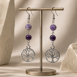 Amethyst & Fluorite Tree of Life Earrings