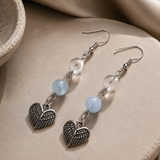 Heart Earrings with Angelite & Rock Crystal