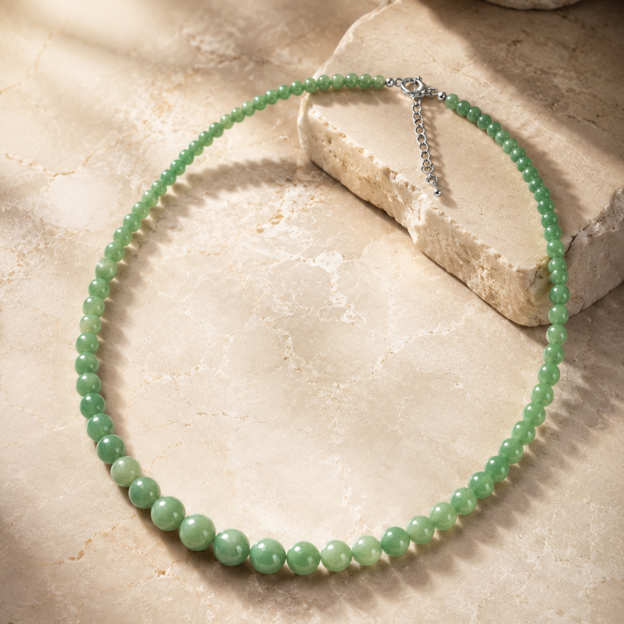 Natural Green Aventurine Drop Bead Necklace