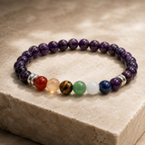 7 Chakra Balance Bracelet with Amethyst