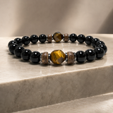Black Onyx and Tiger Eye Strength Bracelet