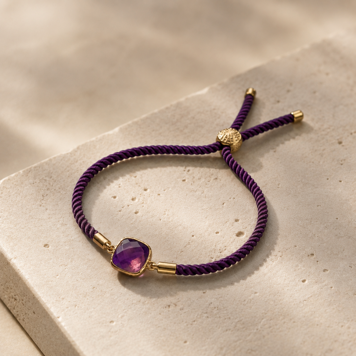 Faceted Square Amethyst Bracelet