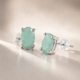 Emerald Solitaire Stud Earrings