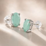 Emerald Solitaire Stud Earrings