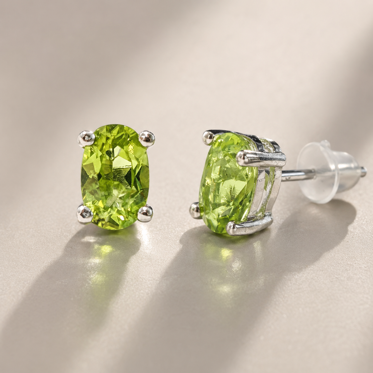 Minimalist Peridot Solitaire Earrings