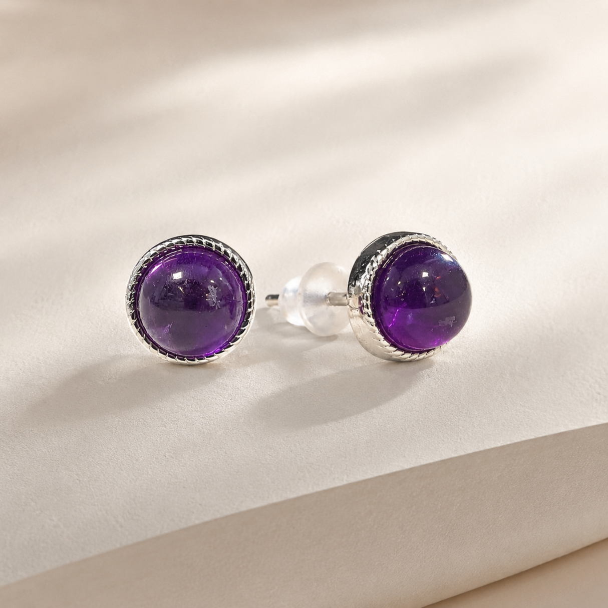 Minimalist Amethyst Stud Earrings