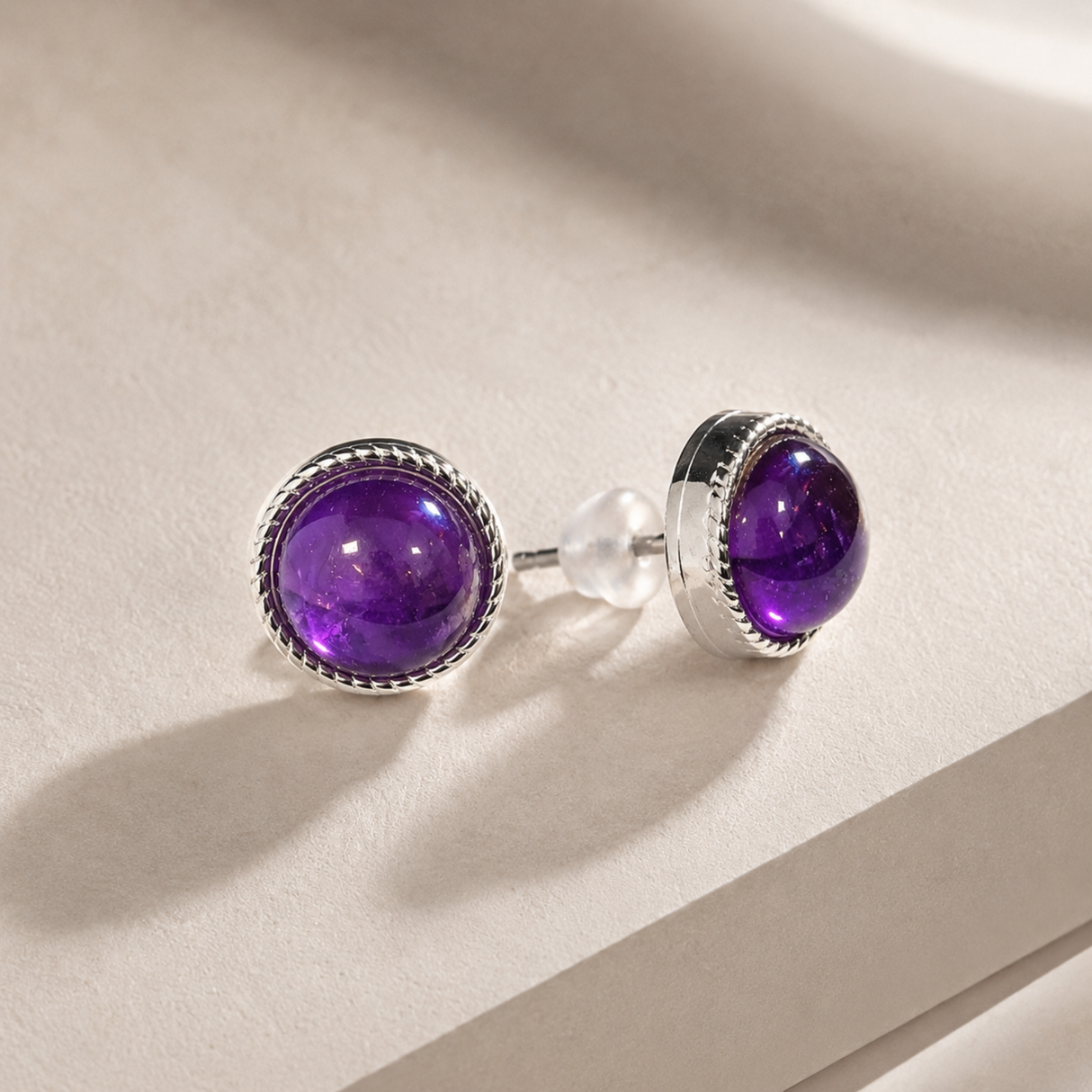 Minimalist Amethyst Stud Earrings