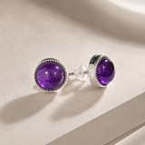 Minimalist Amethyst Stud Earrings
