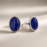Oval Lapis Lazuli Stud Earrings