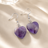 Natural Amethyst Heart Earrings