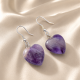 Natural Amethyst Heart Earrings