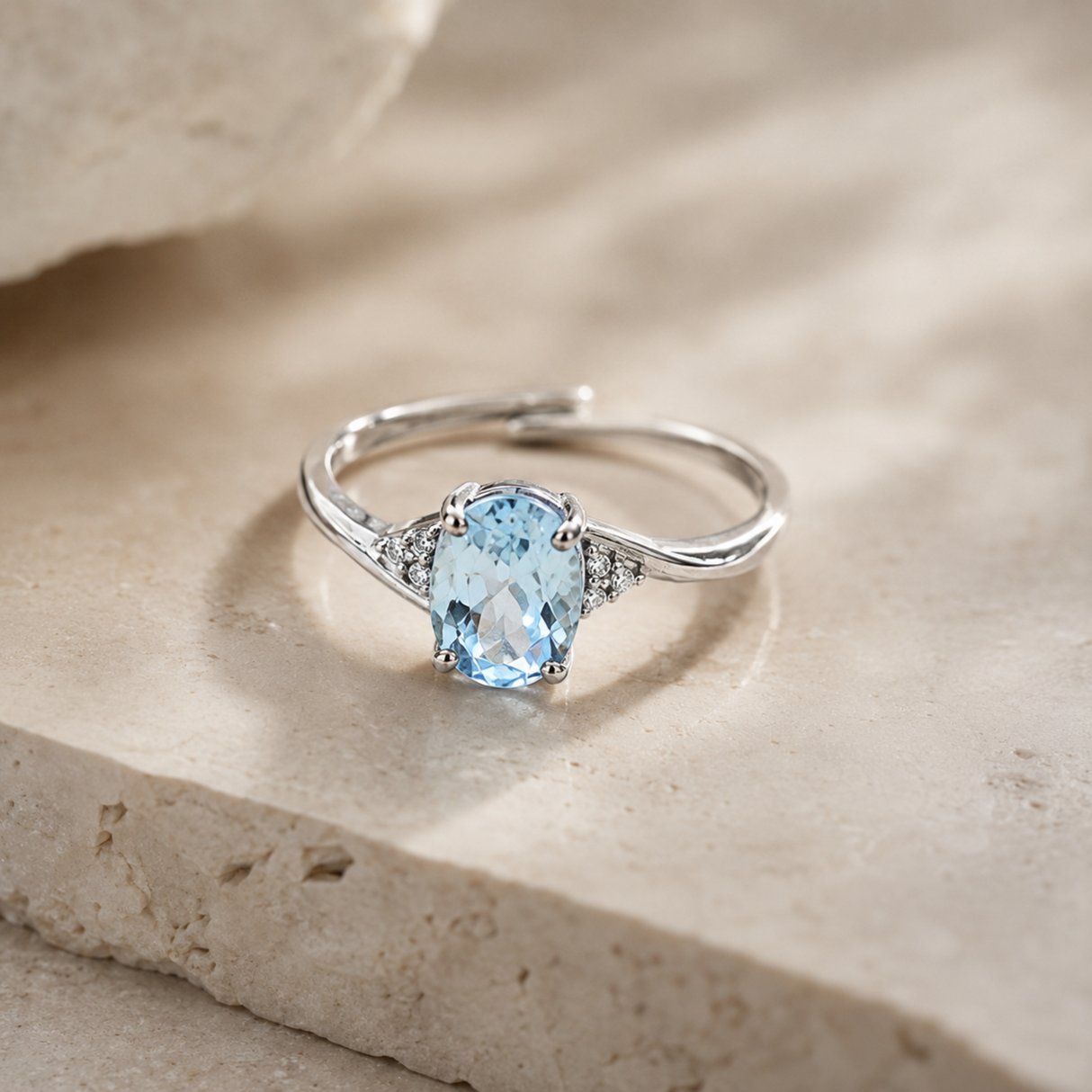 Faceted Topaz Adjustable Ring