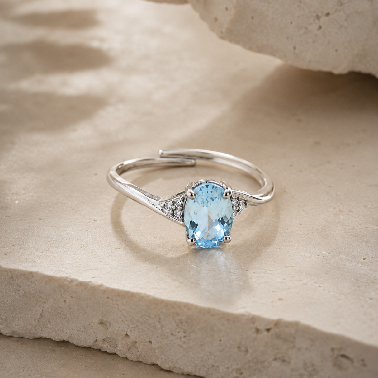 Faceted Topaz Adjustable Ring