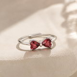 Adjustable Garnet Heart Ring