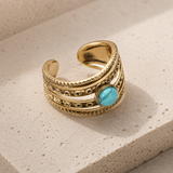 Adjustable Gold Turquenite Ring
